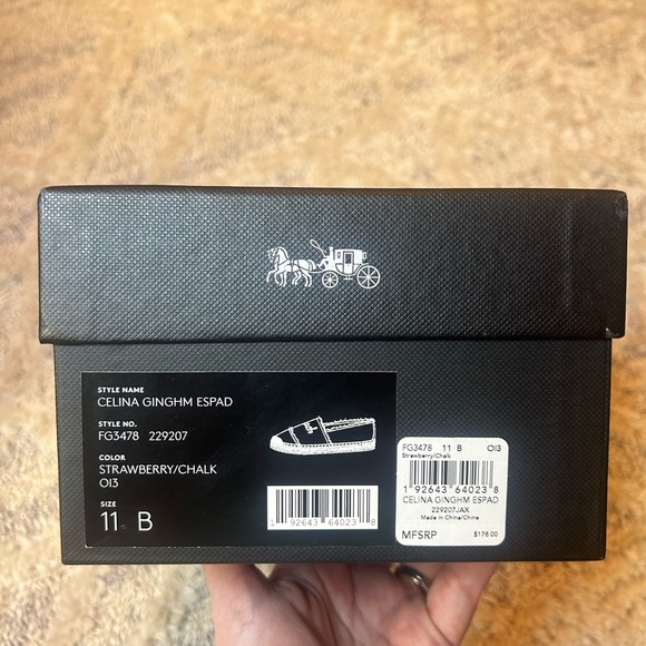 Coach Celina Gingham Espadrille Slip-Ons Women’s Size 11 Authentic BNWT & Box - Picture 9 of 14